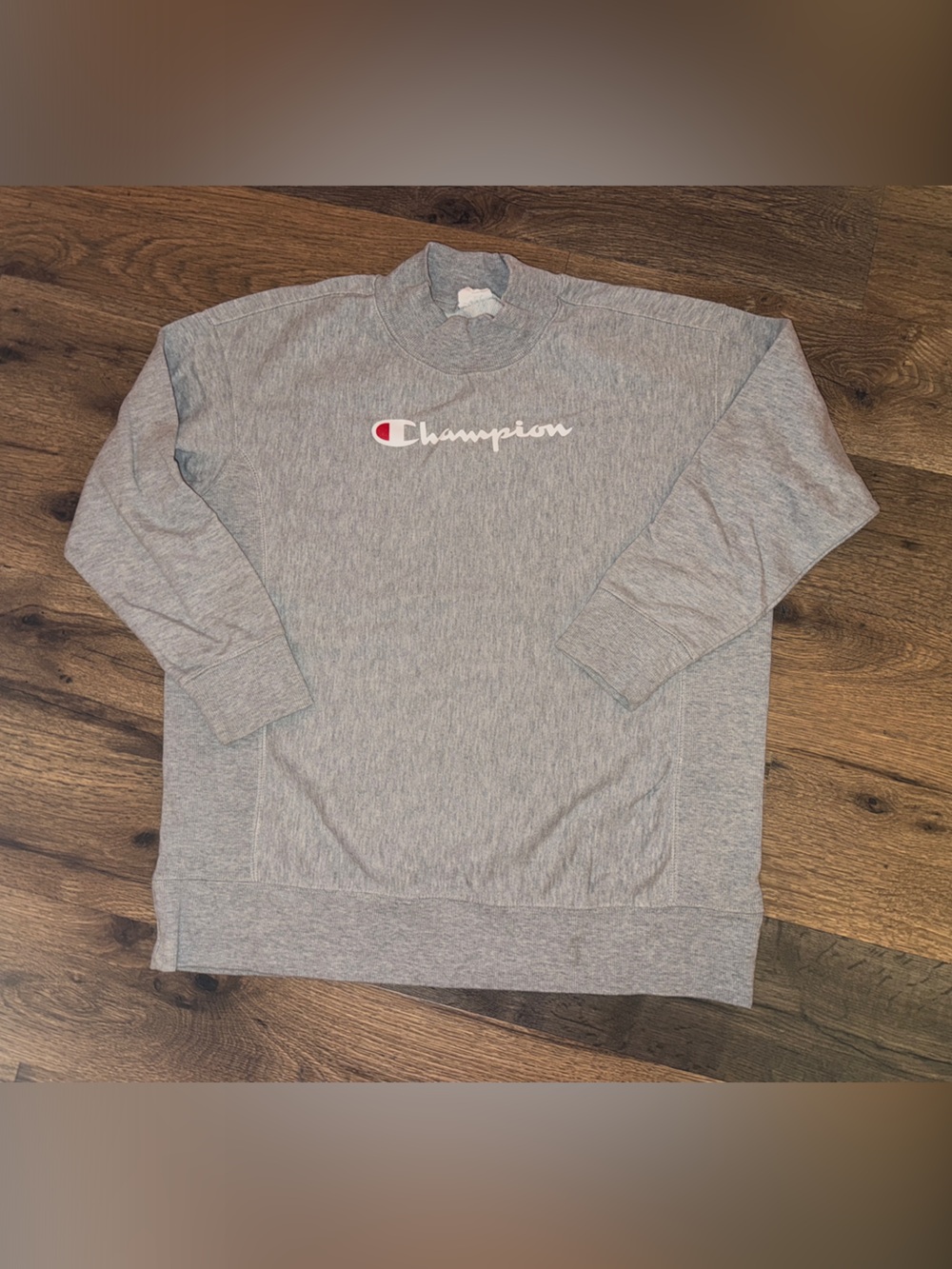 Champion Heather Gray Pullover Sweatshirt with Script Logo